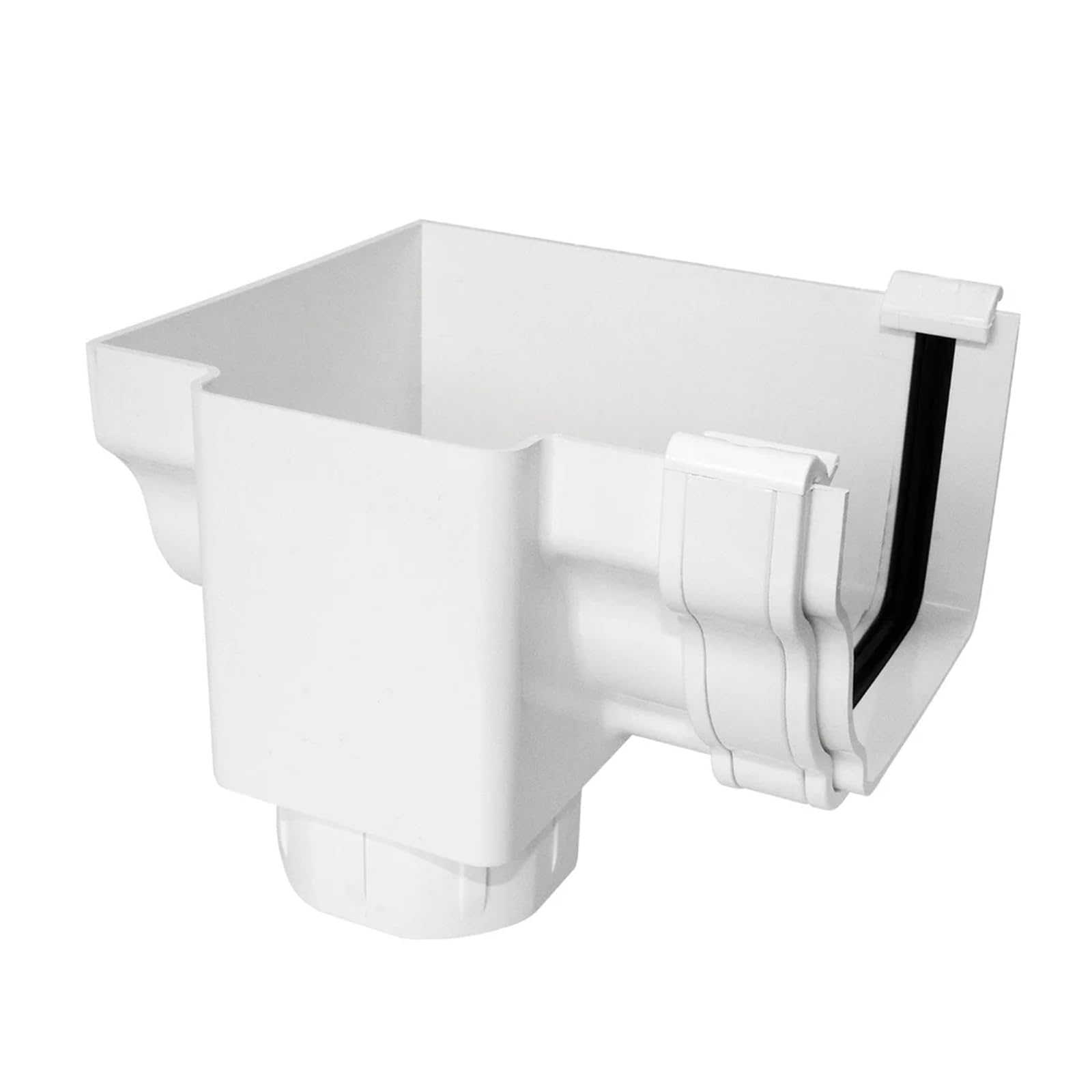 Stopend Offset Outlet for Marley Classic Ogee Gutter of Ultraframe Classic Conservatory Roof Guttering (Left-Hand (with Clips), White)