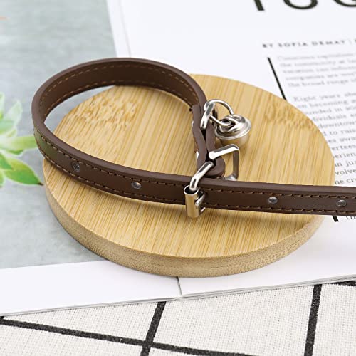 Collares de gato ajustables de 15-23 cm hechos de piel sintética suave color café y caqui pack de 2 8