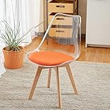 traduction français allemand  RR-YRA Sedia Trasparente con Gambe in Legno Massello, Sedia da Pranzo Trasparente Senza Braccioli E Schienale, Comodo Cuscino in PU E Design Antiscivolo,Arancia