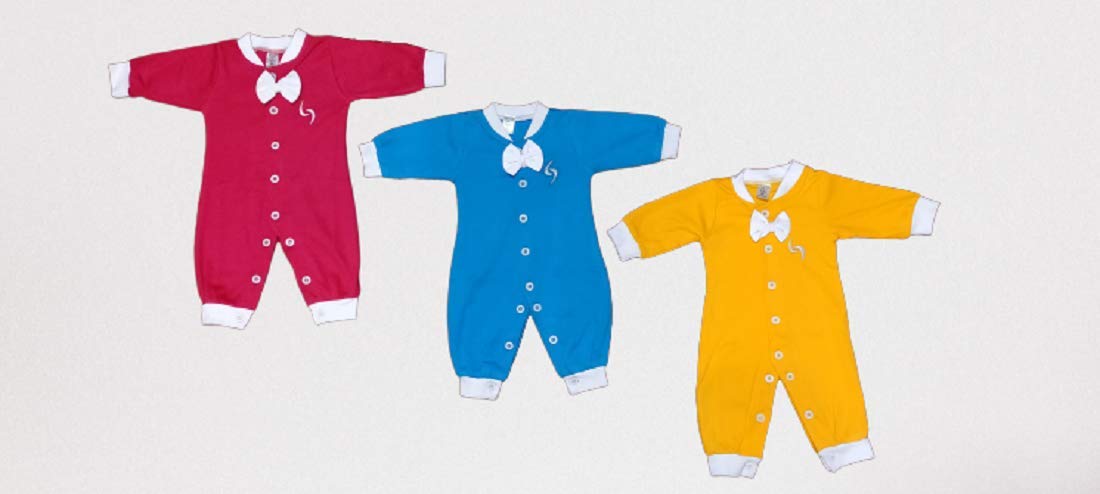 Seeds Baby Girls and Baby Boys Cotton Romper Bodysuit (Pink, Blue, Yellow) -Pack of 3