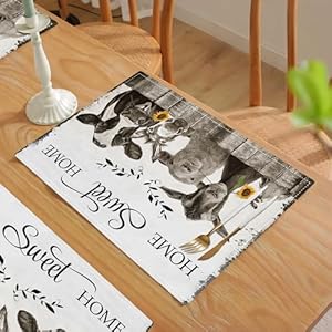 Farmhouseplacematssetof4funnyanimaltablematsblackandwhitewashableplacematsforpartykitchendiningdecoration12x18inch Urban Country Home Decor Farmhouse placemats set of 4 funny animal table mats black and white washable place mats for party kitchen dining decoration 12×18 inch urban country home decor