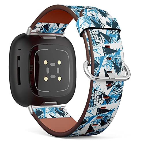 CJBROES Replacement Leather Watch Band, Compatible with Fitbit Versa 3 and Fitbit Sense of Wristband Bracelet Accessory - Geometric Boys