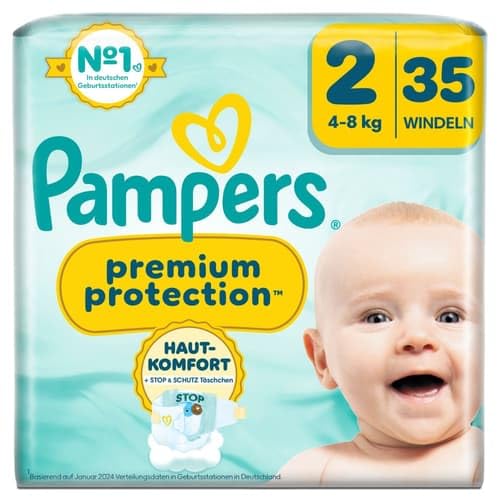 Pampers Premium Protection - Pañales (talla 2, 4-8 kg, 35 unidades)