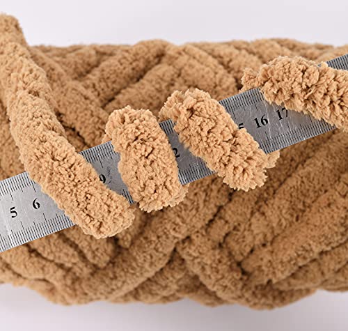 Chenille Chunky Yarn Arm Knitting Thick Bulky Diy For Knit Blanket Cushion Bed Sofa Home Decor (Dark Khaki,0.55 Lb/24 Yards) #TOP2