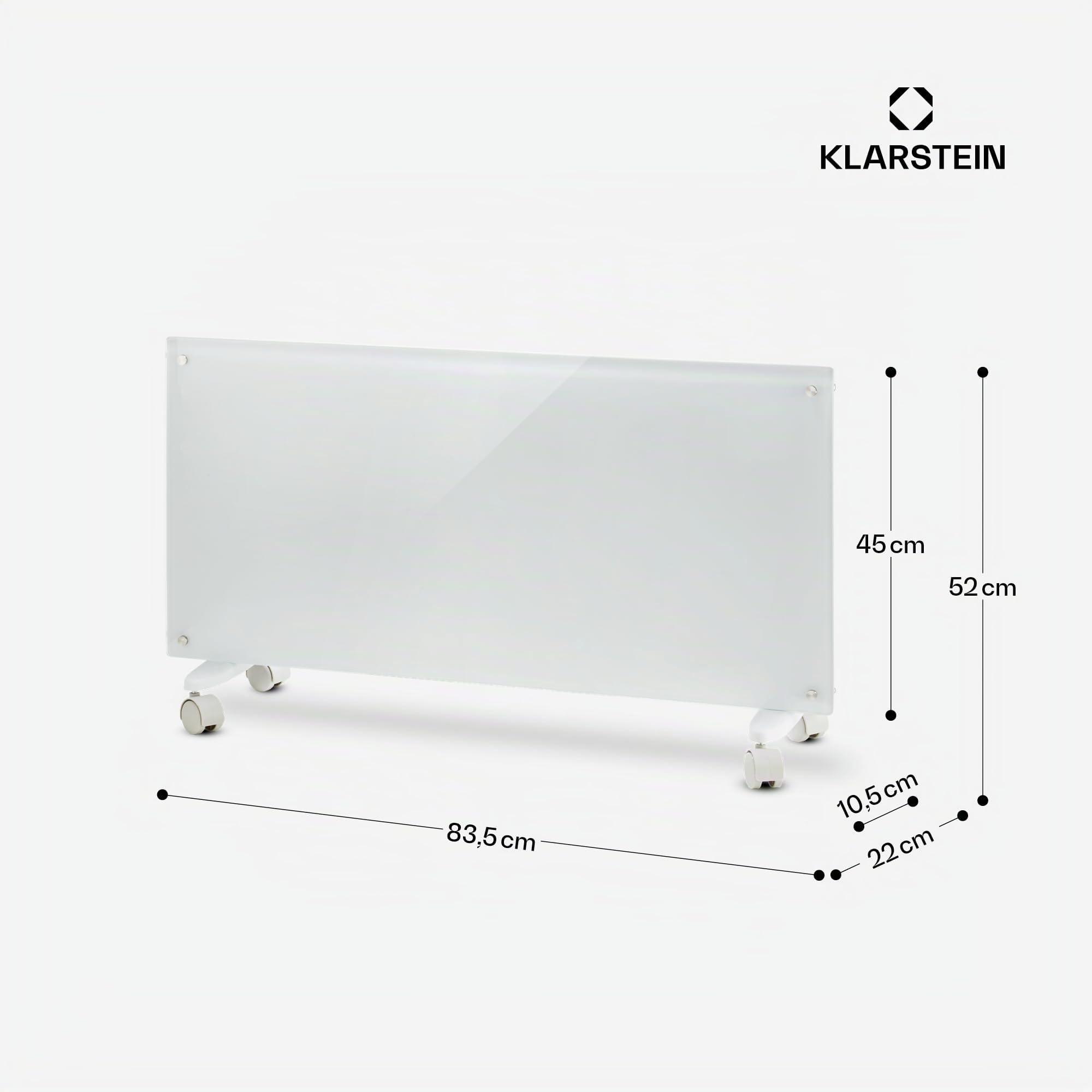 KLARSTEIN Bornholm - Radiateur électrique,Chauffage à convection, 2000 W,Idéal pour les pièces jusqu'à 40 m², 5°- 45°C,Timer,Écran LCD, 2 niveaux de chauffage,Norme IP24,Mode ECO - blanc
