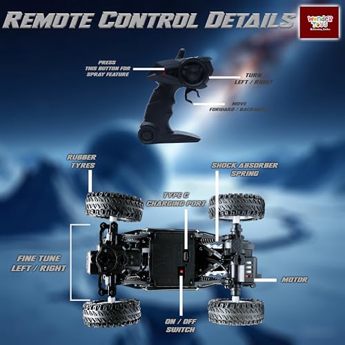 Image of Wonder Remote Control Rock Master /Crawler with Smoke, Monster Car for Kids Monster Truck Rock Climbing Car Toy for Kids (Silver)