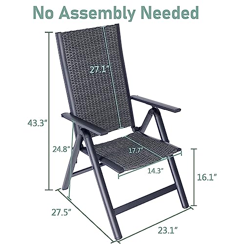 Lomantown Folding Patio Chairs No Assemble Chair With Aluminum Frame Adjustable Backrest For Outdoor For Camping,Porch,Balcony Portable Chairs,Set Of 2 Gray #TOP2