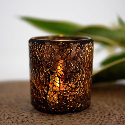 Portavelas Decoracion Hecho a Mano - Diseño Minimalista para Decoracion Hogar - Cristal Mosaico para Ambiente Romántico - Ideal para Decoracion Salon con Elegante Porta Velas Cristal (1)