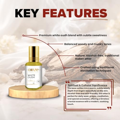 Image of Duze White Oudh Attar For Khatu Shyam and Banke Bihari alcohol free 100% Natural Made In Kannauj