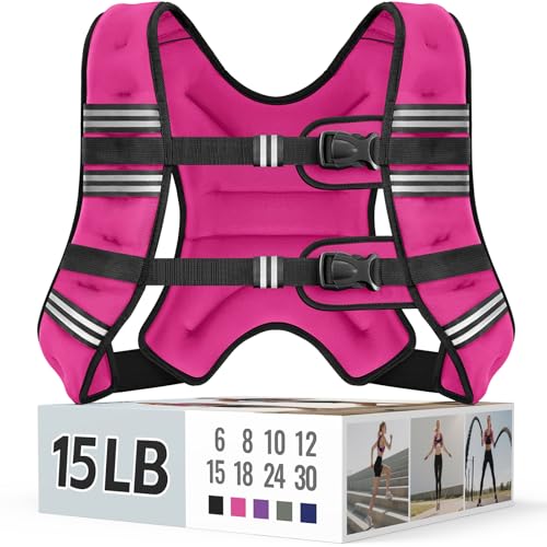 Image of Zeerun Weighted Vest, 6lb /8lb /10lb /12lb /15lb /18lb /20lb /24lb /30lb for Men Women, Reflective Stripe Adjustable Buckle, Comfortable Durable Rucking Vest for Walking Running Strength Training