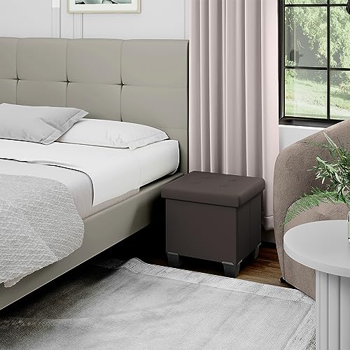 Storage-Ottoman-Cube-with-Storage-Bin-15-In-Square-Ottoman-with-Storage-for-Living-Room-and-Bedroom-Small-Ottoman-Foot-Rest-Brown-Storage-Chest-Max-660lbs-Foot-Stools-Ottoman-Faux-Leather-Ottoman Storage Ottoman Cube with Storage Bin 15 In Square Ottoman with Storage for Living Room and Bedroom Small Ottoman Foot Rest Brown Storage Chest Max 660lbs Foot Stools Ottoman Faux Leather Ottoman