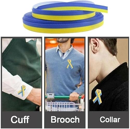 1 Rolle gelbe und blaue Bänder, 4,5 m, geeignet für die Herstellung einiger handgefertigter Stoffbänder, ukrainische Flagge, Farbband, DIY, handgefertigte Bandrollen, Besätze und Verzierungen (9 mm