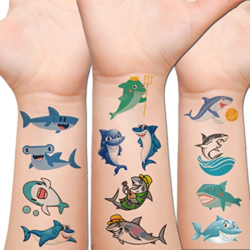 Hohamn Shark Temporary Tattoos For Kids - 10 Sheets Ocean Shark Fake Tattoos For Boys Girls Birthday Decorations Party Favors Supplies #TOP9