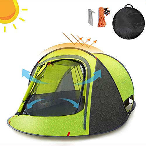 Tienda de Playa 3-4 Personas Pop up automontable y Plegable con diseño de protección UV y Resistente al Agua Paravientos Tela Muy Ligera para Bebés para Vacación Playa Parque