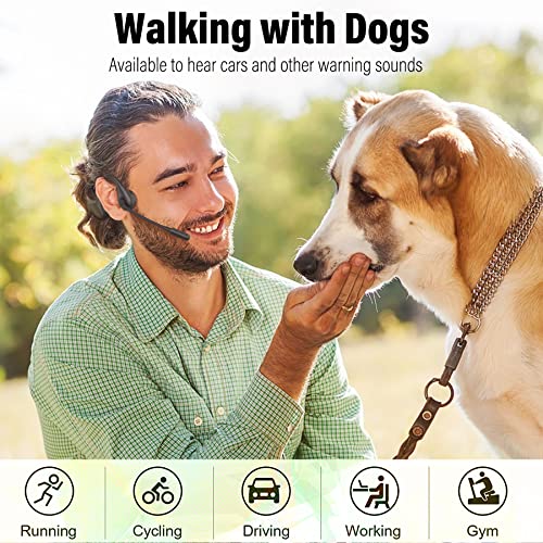 Monodeal Bone Conduction Headphones With Mic, Bluetooth 5.3 Open Ear Headphones Wireless Waterproof Headsets, Sweat Resistant Wireless Earphones For Running, Work, Driving, Home Office(Black) #TOP1