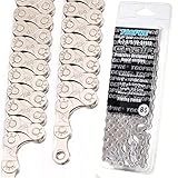 Farbetter 6/7/8 Speed Bike Chain 1/2 x 3/32 Inch 116 Links, Electroplating Silver, Rust Prevention