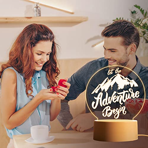 Engagement Gifts For Couples – Let The Adventure Begin Engagement Gift For Her/Him Night Light, Engraved Night Light Presents For Newlyweds, Husband Wife Romantic Gifts For Wedding #TOP1