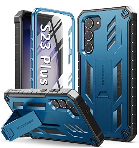 Coque Samsung S23 Plus FNTCASE antichoc bleue avec béquille