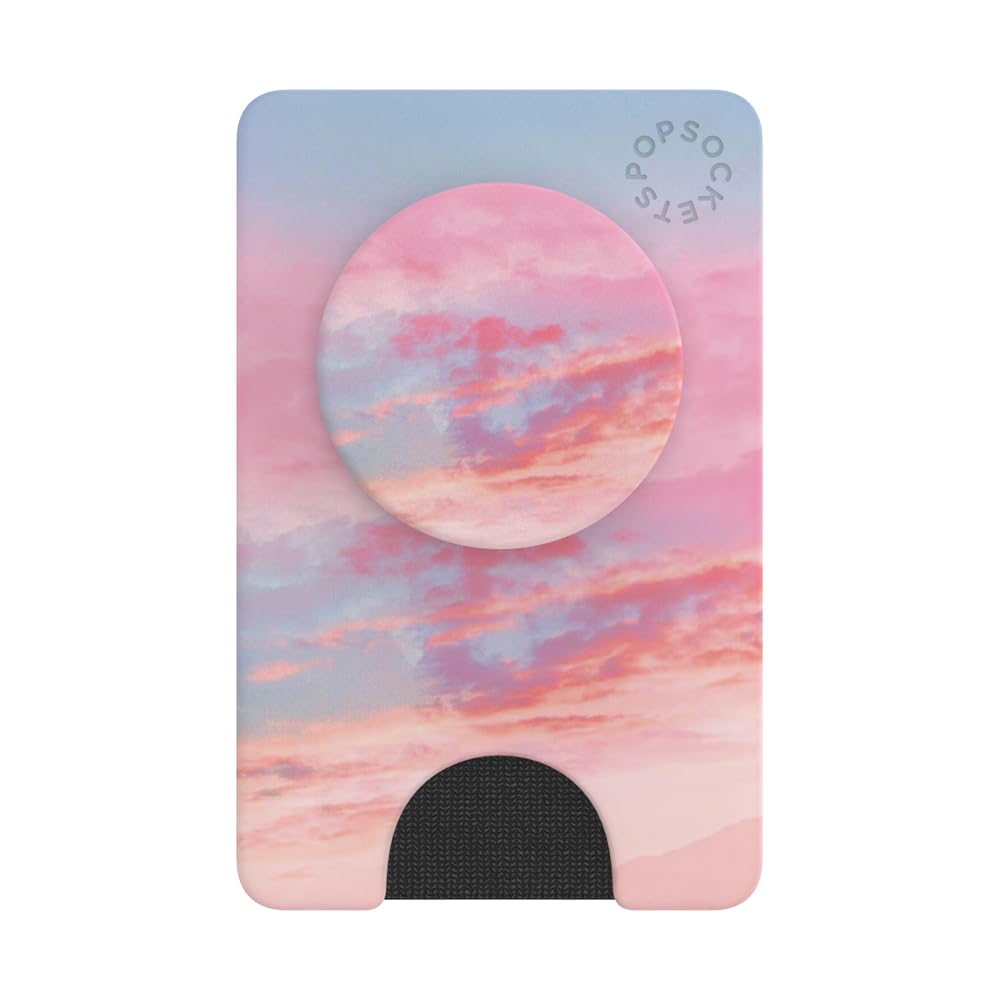 PopSockets Portafoglio per telefono con impugnatura espandibile per telefono, porta carte di credito, motivo: nuvole rosa
