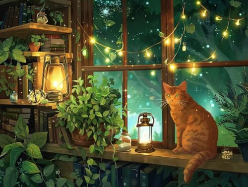 Broderie diamant kit complet chat 45x60cm pour loisirs créatifs et diamond art