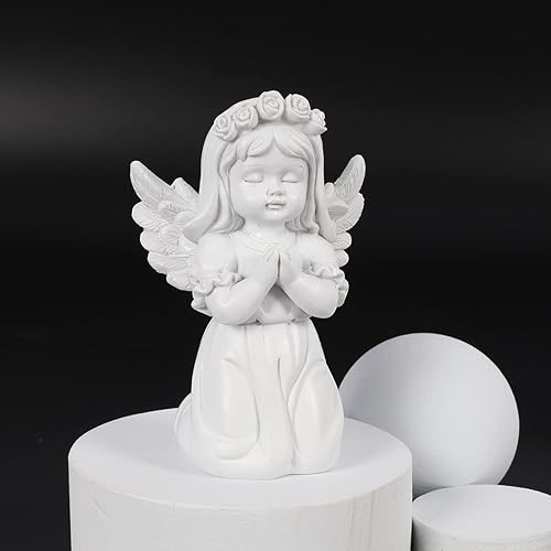 Miniatura 4 de Raeasily Estatua de ángel rezando – 4.7 pulgadas de resina para manualidades, decoración para estantes, hogar, boda, decoración de coche, escritorio