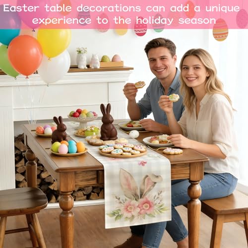 LZPLJLWS Oster-Tischläufer und Platzsets Set, 4X Tischsets 30x45 cm, Tischdecke 13x72 Zoll, aus hochwertigem Leinen, langlebig, weich und pflegeleicht, perfekte Dekoration für Ostern, Familienfeiern