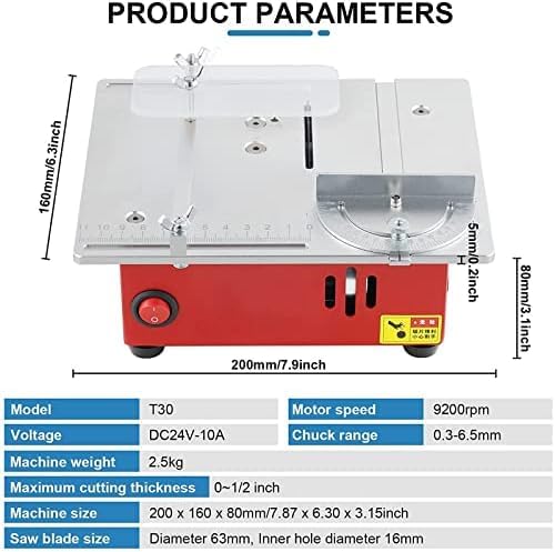 Mini Sierra de Mesa para carpintería, máquina de Corte eléctrica de precisión con Disco de amolar, Ideal para proyectos de Bricolaje, Manualidades y Pasatiempos.