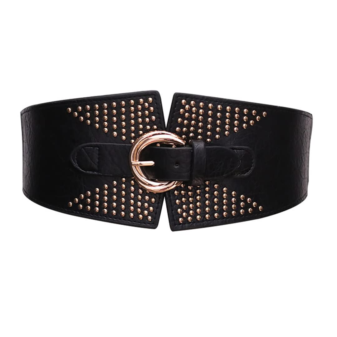 thick black belt for dress Fancyes Women's Wide Stretch Chunky Waist Belt Belts Big Flower Cinch Belts Elastic Belts Women, at Amazon Women's Clothing store Great for Men Beatrix Wide Belt | Plus