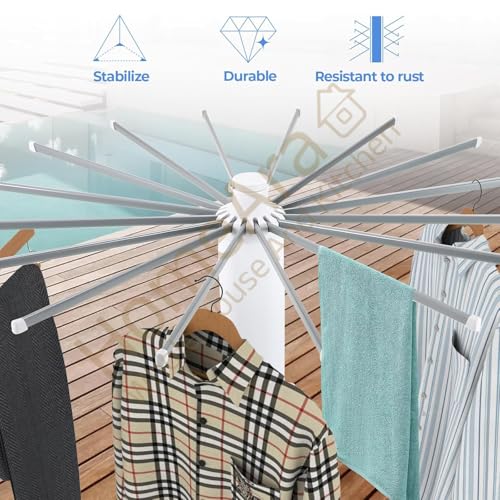 Image of Octopus 360 Foldable Rotating Clothes Drying Rack with Wheels | 3-Tier Laundry Stand with Shoe Rack | Heavy-Duty, Space-Saving Indoor & Outdoor Drying Hanger for Home, Balcony & Bathroom (White)