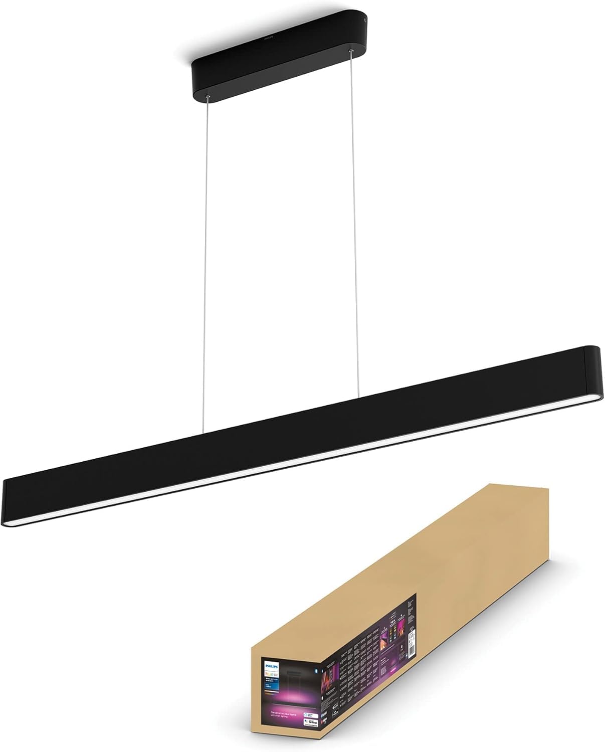 Philips Hue Ensis White and Colour Ambiance Ceiling Pendant Smart Light [Black] Suitable for Kitchen and Dining. with Bluetooth. Works with Alexa, Google Assistant and Apple Homekit.