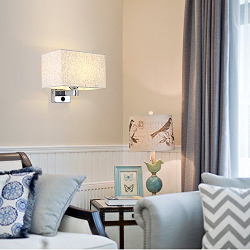 LHTCZZB Carré Tissu Abat Jour Applique Moderne Chaude Chambre Chevet Lampe Électrodéposée Corps Corps Applique Murale E27 - Image 4