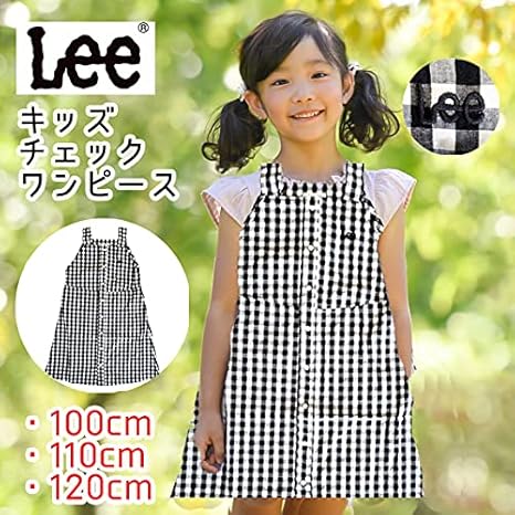 Amazon Lee リー キッズ チェックワンピース 1cm 白黒ギンガムチェック 刺繍ロゴ キッズワンピース夏 女子ワンピース 半袖 ワンピースキッズ ワンピース チュニック 通販