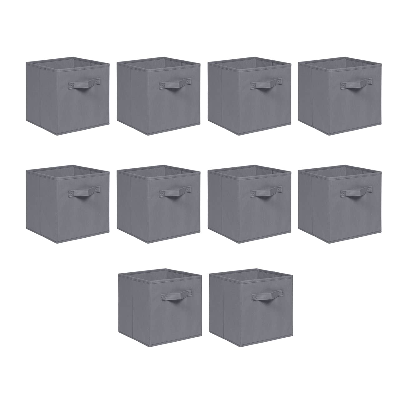 NICEME Foldable Cube Storage Unit Boxes, Non-Woven Fabric Storage Boxes Set, Clothes Drawers for Shelves, 26.5x26.5x28 cm (Grey, Set of 10)