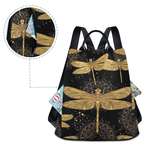 Mochila antirrobo de mujer con diseño de libélulas y pompones 4