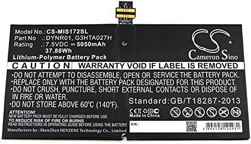 Cameron Sino Battery for Microsoft 1724, Surface 4, Surface Pro 4, Surface Pro 4 1724 PN:Microsoft DYNR01, G3HTA027H 5050mAh / 37.88Wh