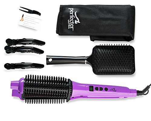 Perfecter Flat Iron Hair Straightener & Hot Round Brush - 2-In-1 Hair Straightening Brush With Digital Temperature Controls - Ionic Ceramic Hair Straightener Brush With Tourmaline Plates #TOP2