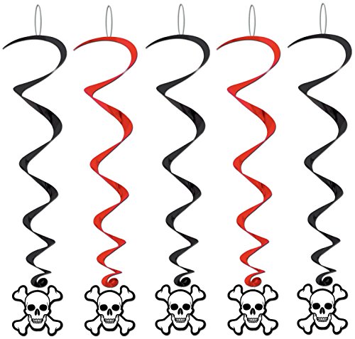 Beistle 5-Pack Pirate Whirls, 3-Feet 4-Inch