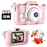 CIMELR 子供用カメラキッズカメラトイカメラ1080P HD 動画カメラ /32GBメモリーカード付き/2.0インチIPS 画面/4倍ズーム/USB充電/デュアルレンズ/シリコン保護ケース/子供向け録音自撮り デジタル 4歳 5歳 6歳 7歳 8歳 9歳 10歳 男の子女の子子供の日 誕生日プレゼント日本語説明書付き(ピンク)