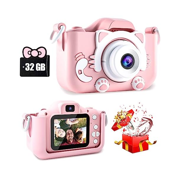 CIMELR Kids Camera Toys for 6 7 8 9 10 11 12 Year Old Boys/Girls, Kids Digital Camera for Toddler with Video, Christmas Birthday Festival Gifts for Kids, Selfie Camera for Kids, 32GB SD Card