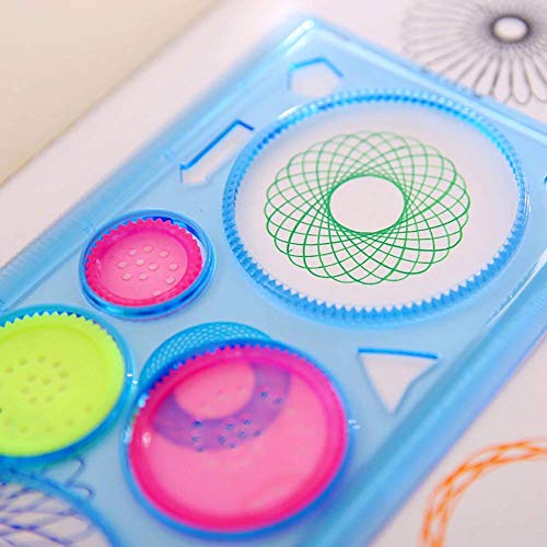 Image of Crackles Creative Gift Designer Spiral Spirograph Geometric Ruler Drafting Tools Art& Craft Sets School Stationery Return Gift for Children Kids Students Birthday Drawing Toys - Pack of 10