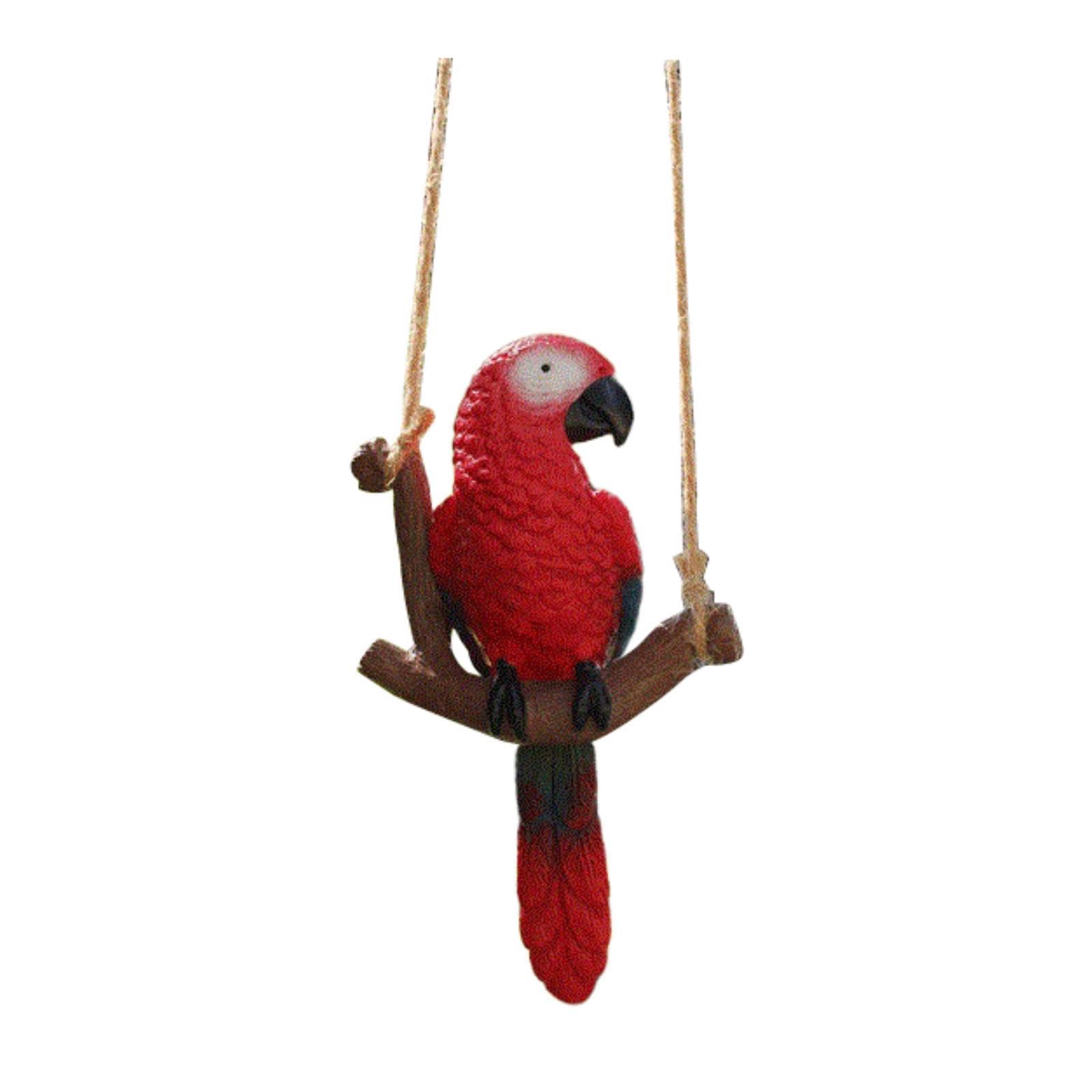Micro-sculpture animale pour jardin : un perroquet en résine aux finitions artistiques