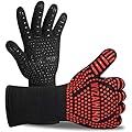 Premium BBQ Gloves, 1472°F Extreme Heat Resistant Oven Gloves, Grilling Gloves with Durable Fireproof Kitchen Oven Mitts Designed for Cooking, Grill, Frying, Baking, Barbecue (red+Black)