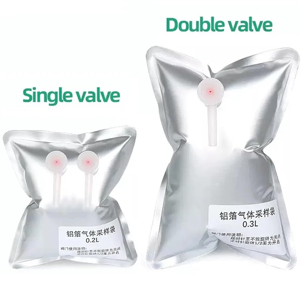 Bolsa de muestreo de gas de aluminio for laboratorio, 1 unidad, con válvula, for recolección de muestras, 0,1 l, 0,5 l, 1 l, 2 l, 3 l, 5 l, 10 l y 15 l.(10L dual valve)
