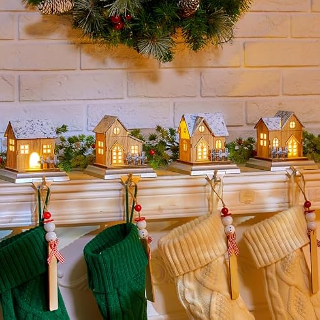 Outdoor Figurine Lights Garden House Statue with Holders - Outdoor Statues with Solar Lights Garden Cottage Lighting Figurines for Home or Yard Decor