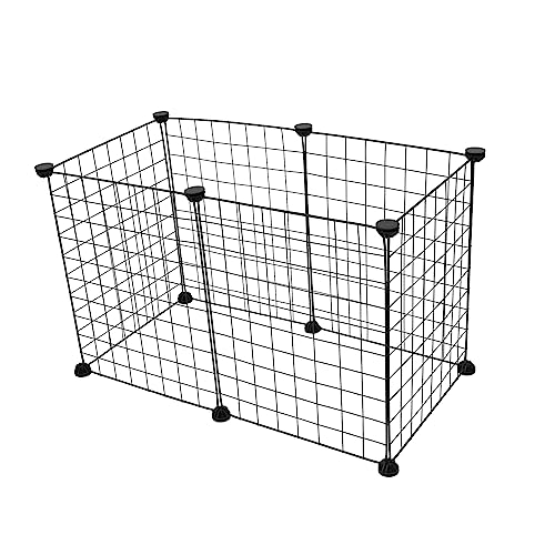 LIOOBO 1 セット ペットフェンス 犬ケージ 猫の屋外エンクロージャー 猫のおもちゃ 室内猫用子猫ケージ ベビーサークル ワンド フィーダー自動 猫のトンネル 遊ぶ Black 鉄線
