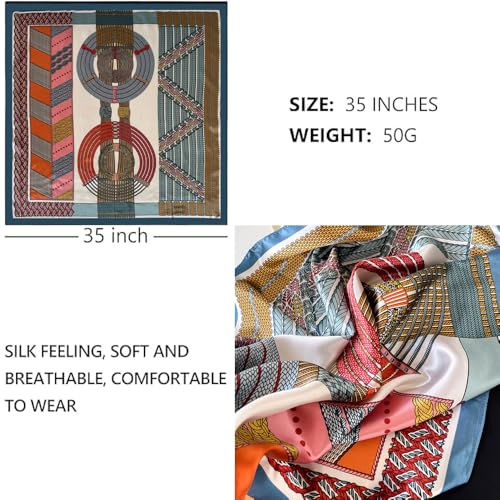 Large Silk Head Scarves Bandanas for Women,Elegance Square Lightweight Headscarf,35 Inches Hair Wraps The Shawl3