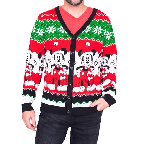Mickey Mouse Santa Hat Cardigan Ugly Christmas Sweater
