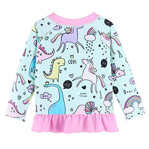 Image of XFGIRLS Girls 2-Piece Swimsuit Long Sleeve Rash Guard Set Toddler 6M-8Y | UPF 50+ blocks 98% UV, Quick-dry, Easy on /off, Bright colors stand out, Machine wash, Breathable, Beach, swim, water park