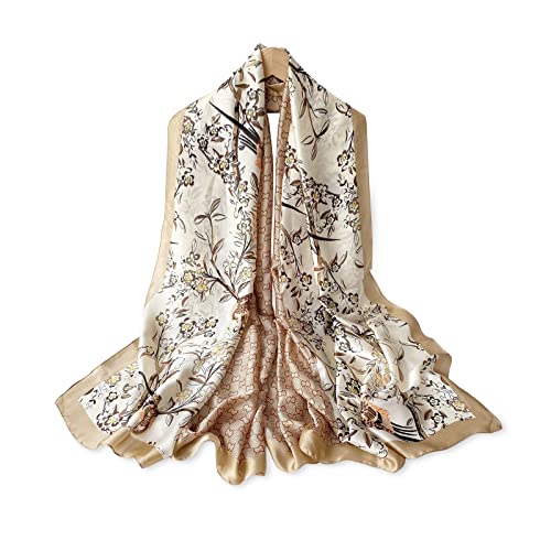 Women's Silk Scarf Fashion Animal Print Peacock Horse Long Lightweight Warm Scarves Wrap Sunscreen Shawl All Season