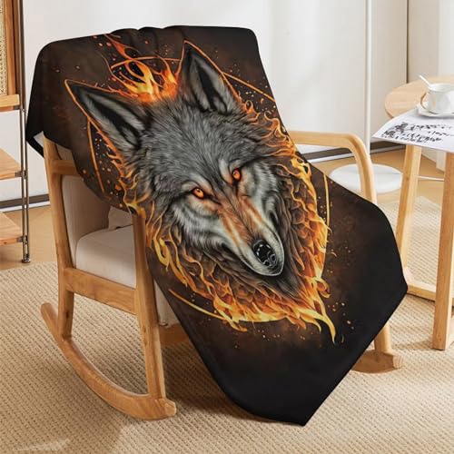 Couverture de lit flannel douce chaude et jeté de canapé loup - 7
